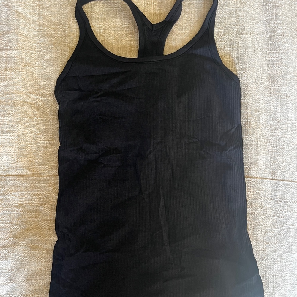 Lululemon Athletica Ebb to Street Racerback Black Fitted Tank Top